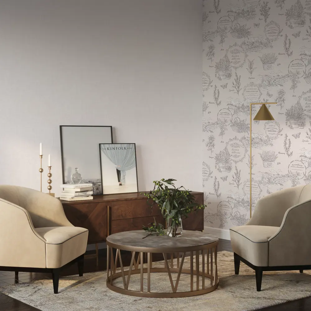 Флизелиновые обои Palitra Home Aromatique - бежевые с текстурой тиснения 89392992 STLM-1489929 - Вид №4