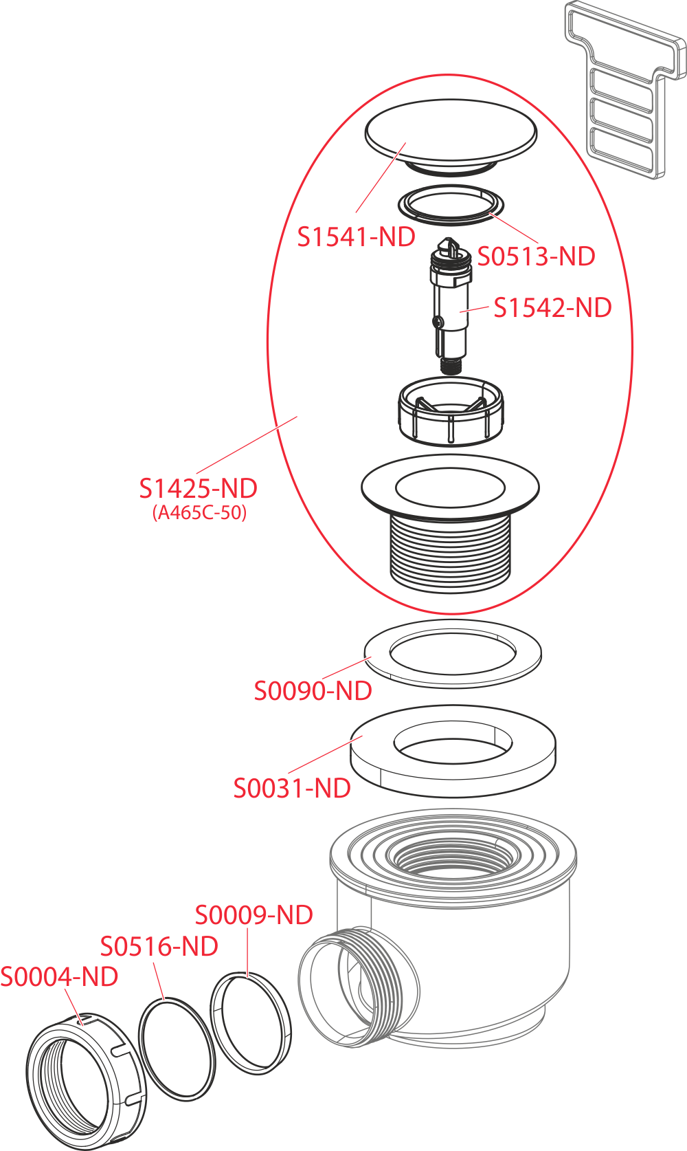 Сифон для душевого поддона CLICK/CLACK, металл ALCAPLAST A465C50 - Вид №2