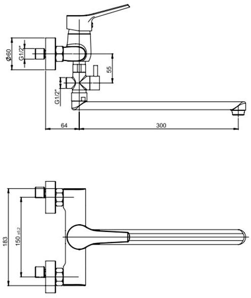 Paini Messina MECR119KM смеситель для ванны с длинным изливом  - Вид №2