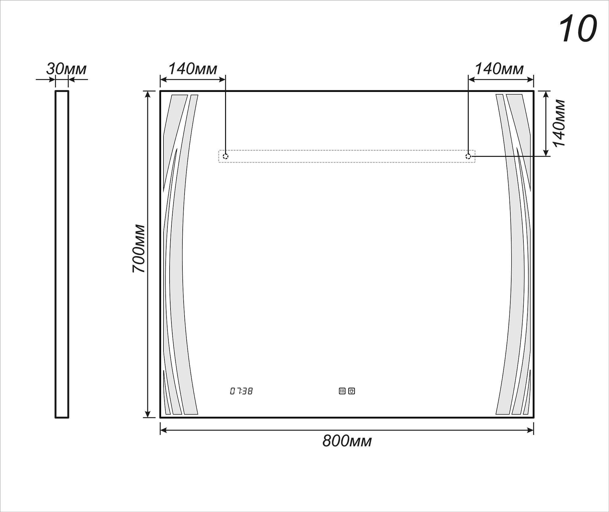 Зеркало Elen Luxe 10001000⨉40⨉700 мм хром VIGO sun-id-665267 - Вид №3