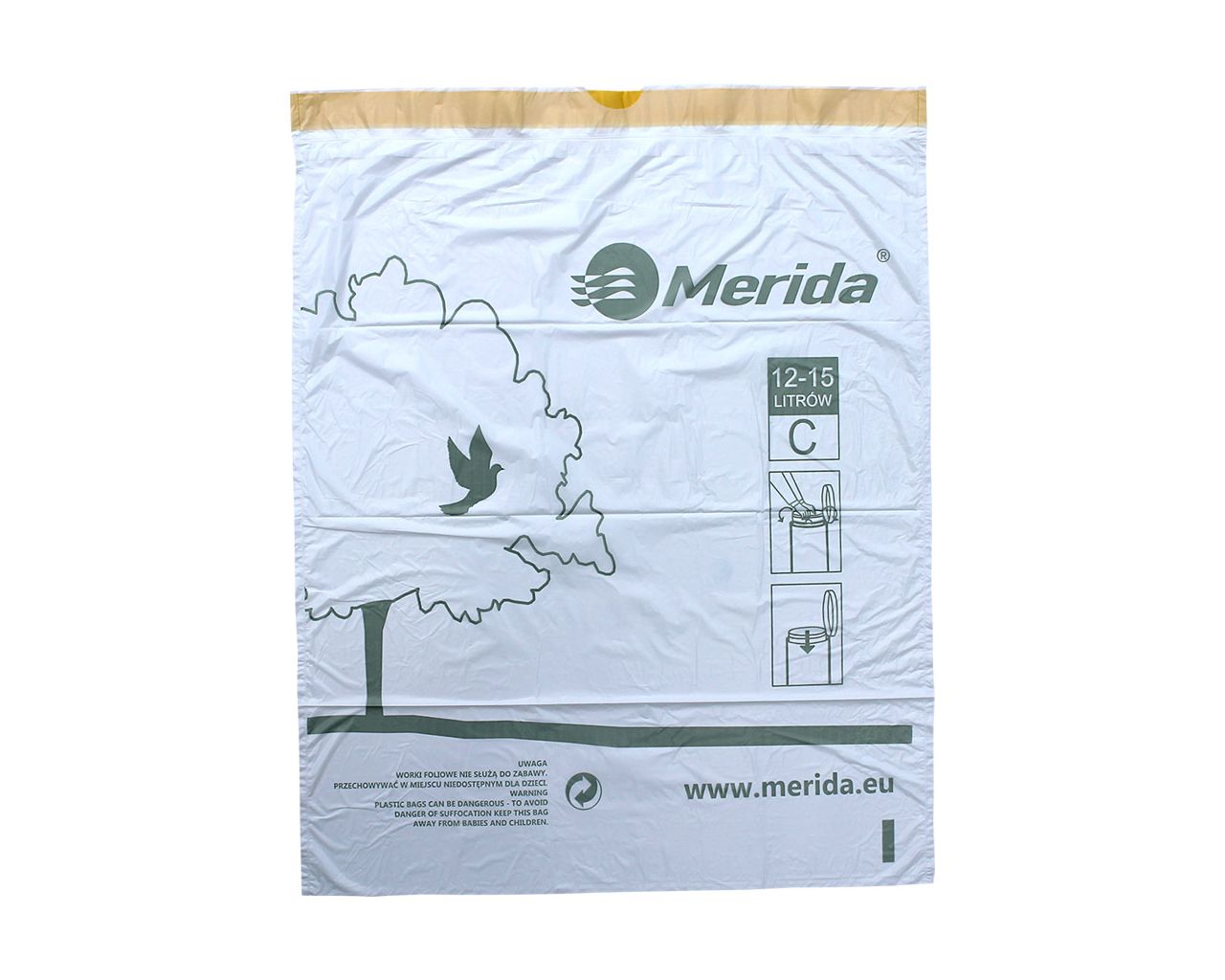 WTB201 Одноразовые мешки для мусора с кулиской, ароматизированный TOP, объем 12-15 л, рулон 20 шт., БЕЛЫЙ, ПЭНД Merida  - Вид №1