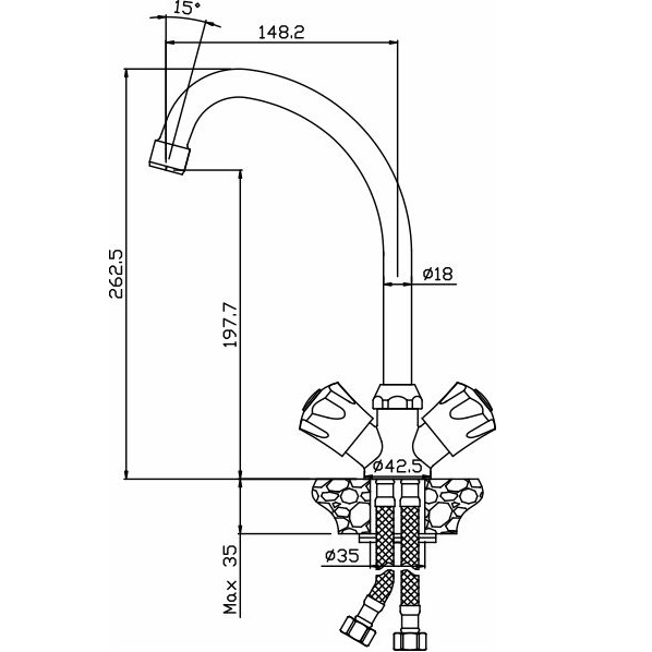 021 LUCH  Смеситель для кухни  ARGO kran 021luch - Вид №1