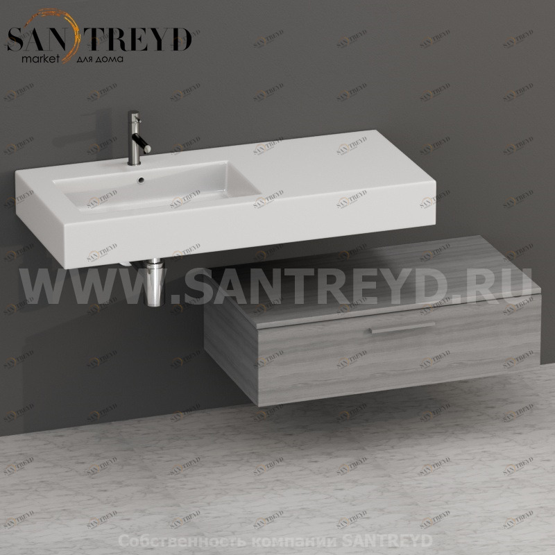 S09024TO Тумба с 1 ящиком 90 см цвет Северное Дерево темное ARREDO WOOD Италия Ceramica Globo