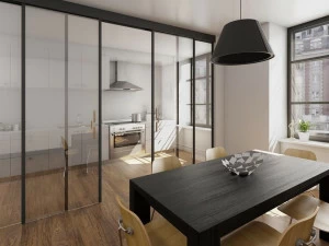 FOA Раздвижная дверь из дерева и стекла в современном стиле Sinthesy