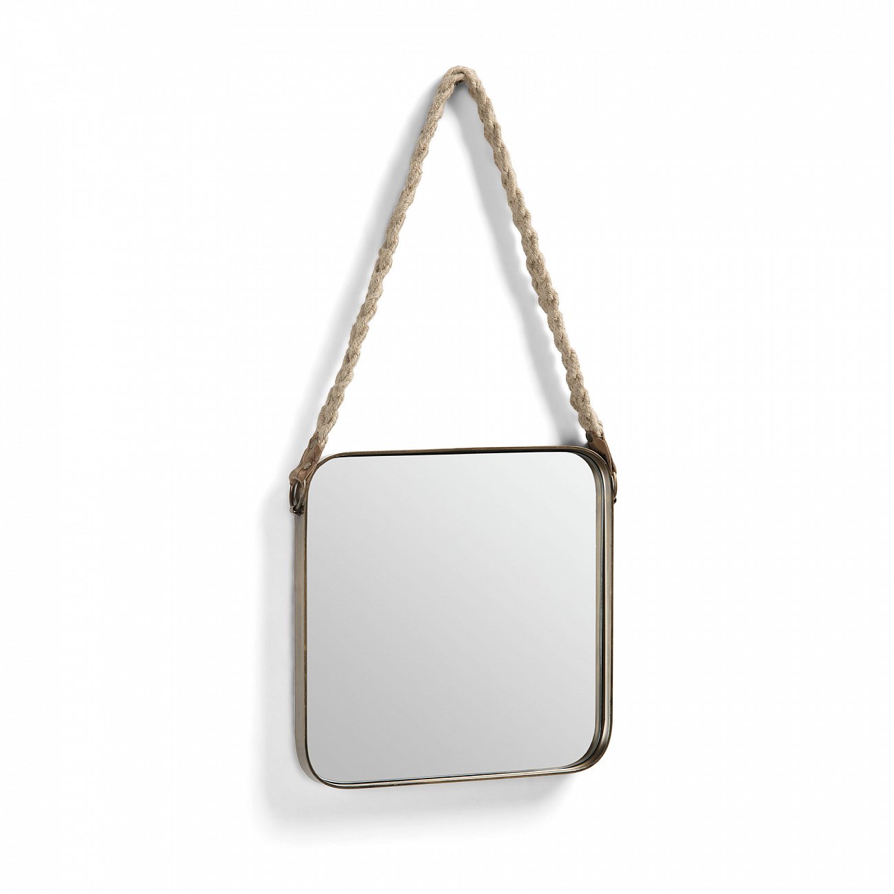 Зеркало на ремне квадратное бежевое со скругленными углами Step от La Forma LA FORMA STEP 342846 Латунный;белый - Вид №1