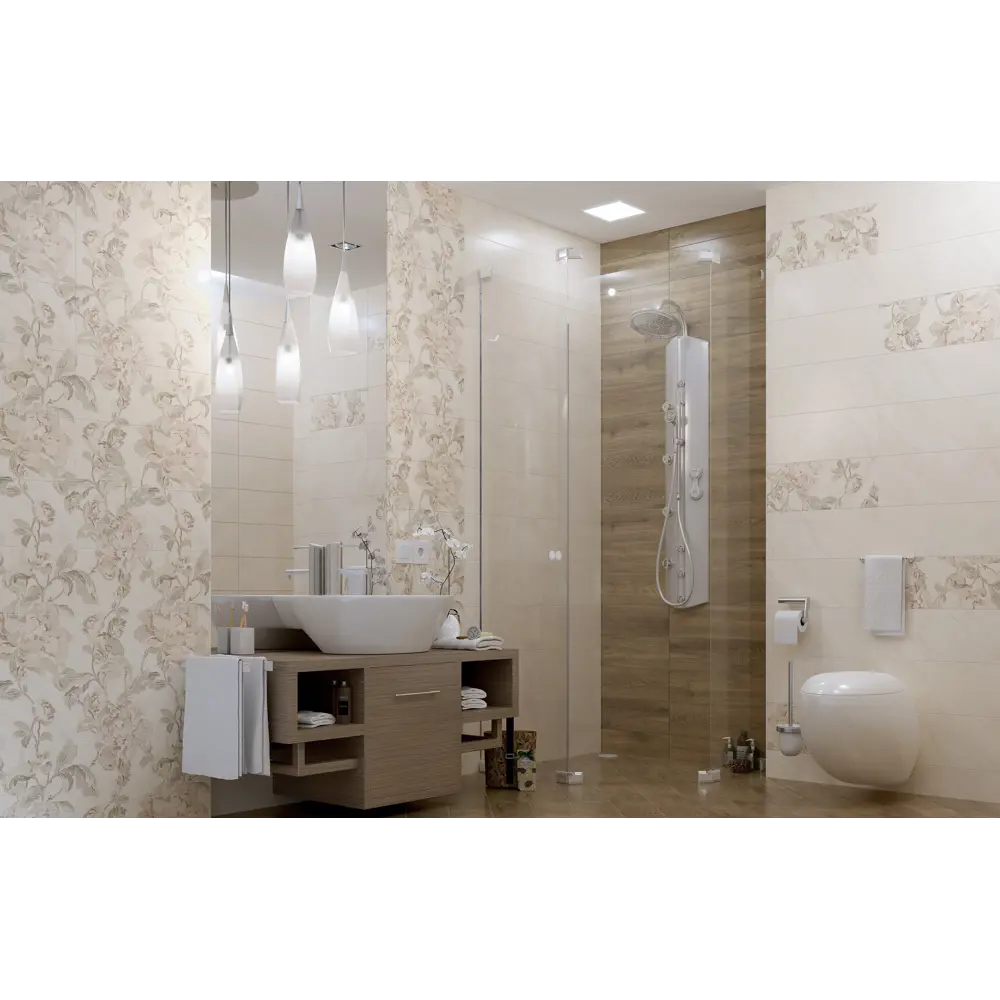 Плитка настенная Пиона 20x50 см 1.3 м² цвет бежевый 82454917 STLM-2116043 Golden Tile - Вид №3