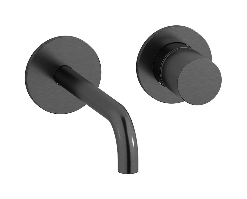 Встроенный в стену смеситель для раковины на 2 отверстия в комплекте с донным клапаном WE ARE IB rr406cs Brushed Black Chrome Brera