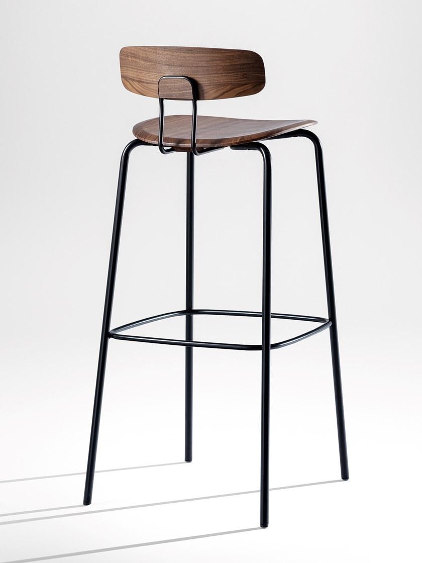 ZEITRAUM Барный стул из стали и дерева со спинкой и подставкой для ног Okito sun-id-1481468 - Вид №3