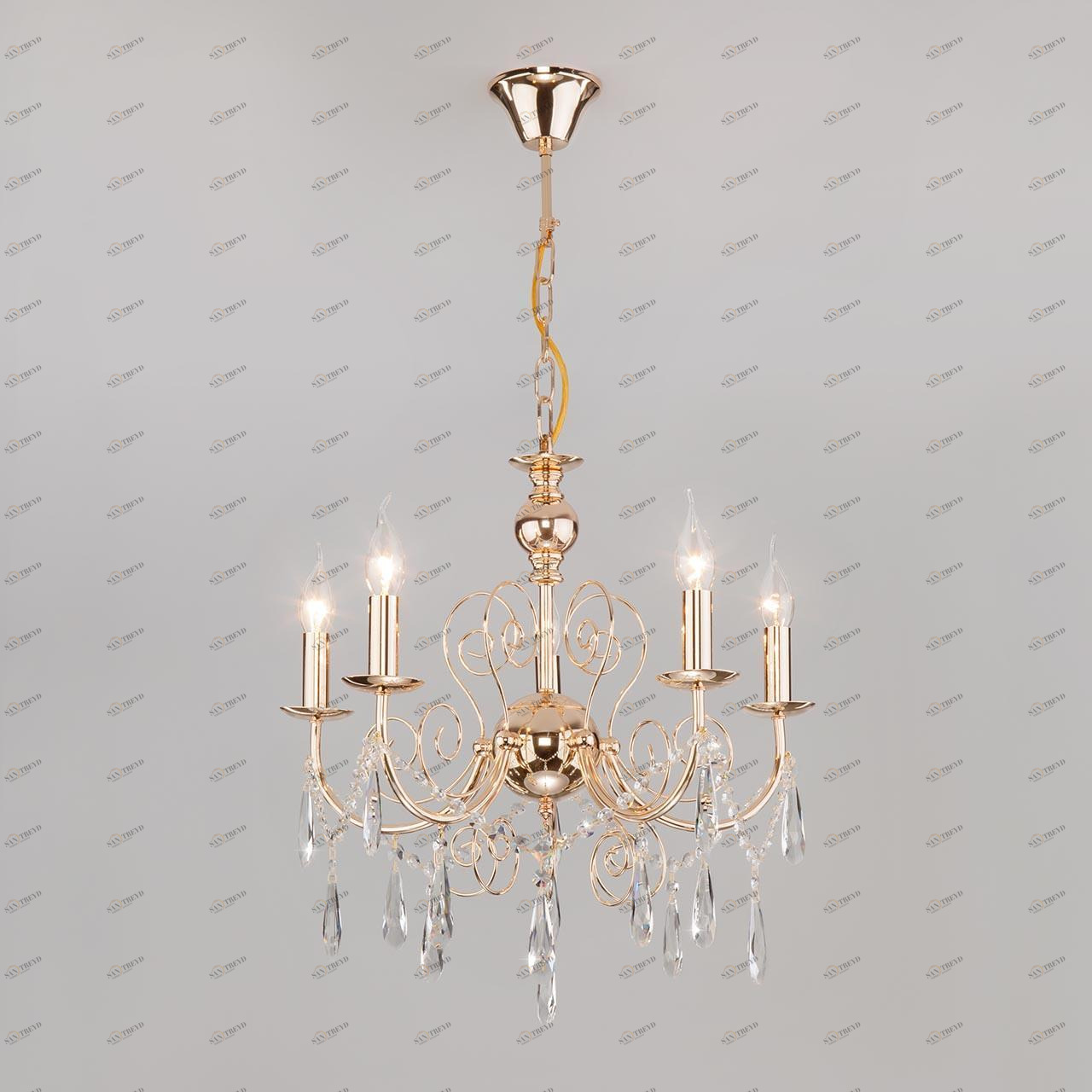 Подвесная люстра Eurosvet Wispa 10094/5 золото/прозрачный хрусталь Strotskis EUROSVET WISPA 279366 Золотой 