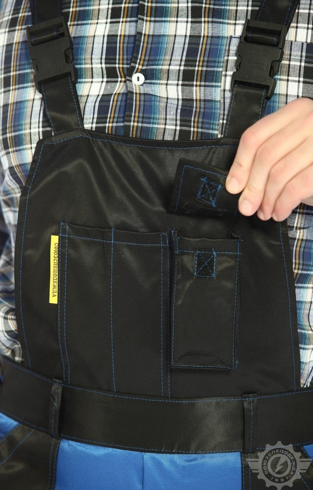 61472 Полукомбинезон "Мастер" василек-черный  Летняя спецодежда  размер 48-50/182-188  - Вид №6