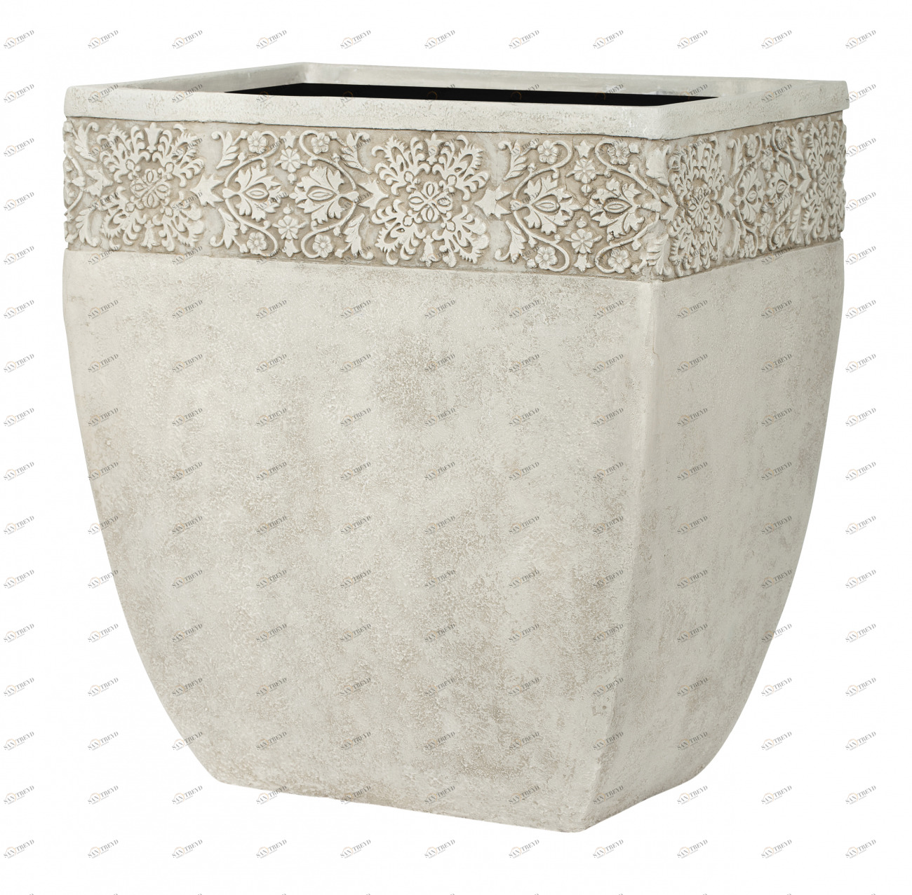 Вазон из искусственного камня с резным орнаментом 42 см серый "Дижон" CAPI EUROPE FLORERO 044757 Серый 