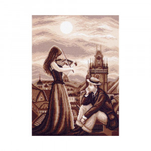 1460 Канва/ткань с рисунком Рисунок на канве 33 см х 45 см "Мелодия в ночи" Матренин посад