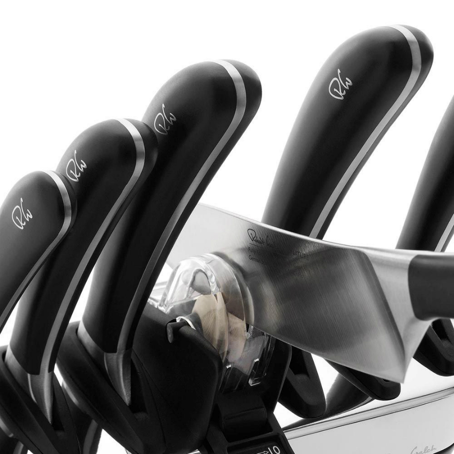 Набор кухонных ножей Signature, 6 шт., точилка, на черной подставке Robert Welch SIGBK2097V8 - Вид №1