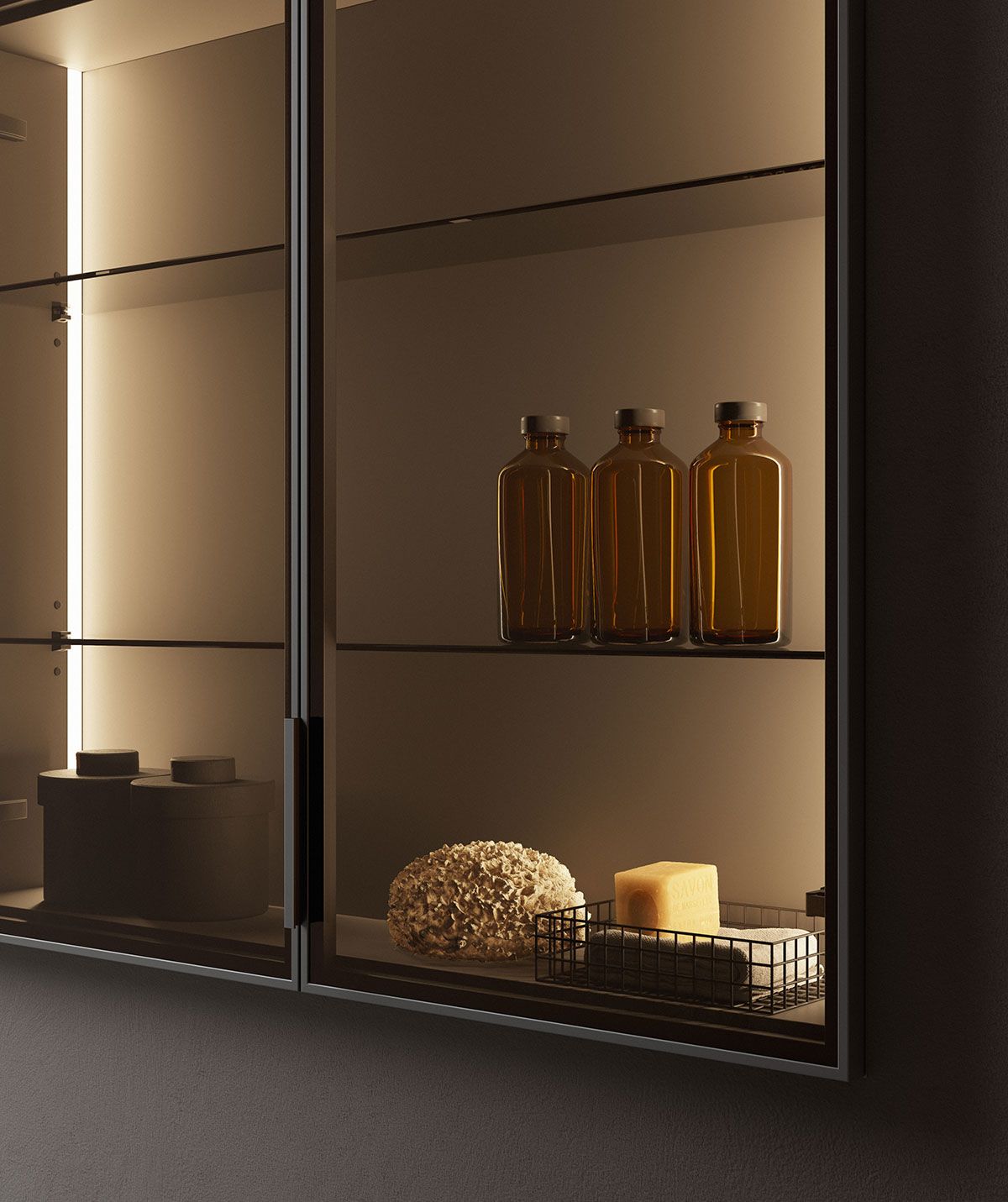 Встраиваемый шкаф для ванной комнаты из анодированного алюминия и стекла Inbani слой ARCH-00089207 - Вид №3