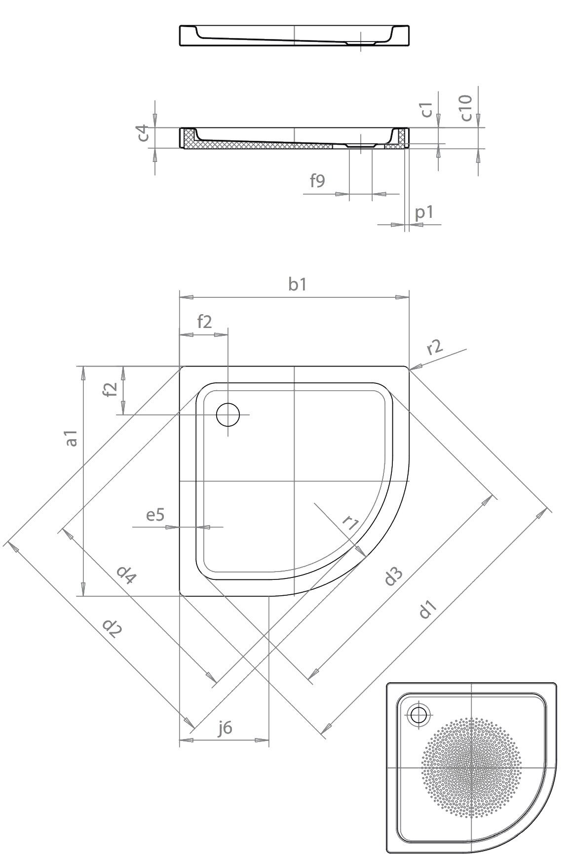 Антискользящий угловой душевой поддон из эмалированной стали KALDEWEI Arrondo ARCH-00105931 - Вид №2