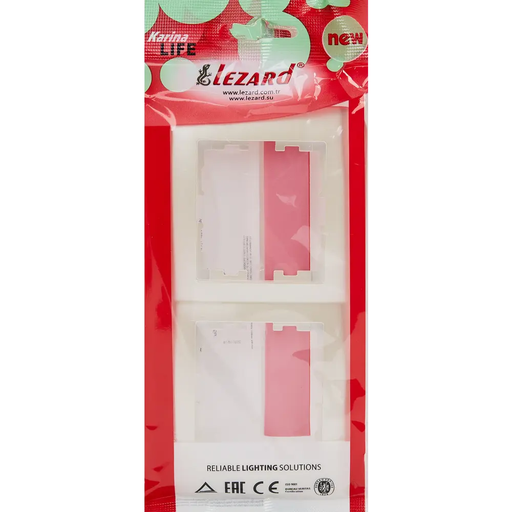 Рамка для розеток и выключателей Lezard Karina Life 2 поста горизонтальная цвет жемчужный белый перламутровый 84410560 STLM-2127788 - Вид №2