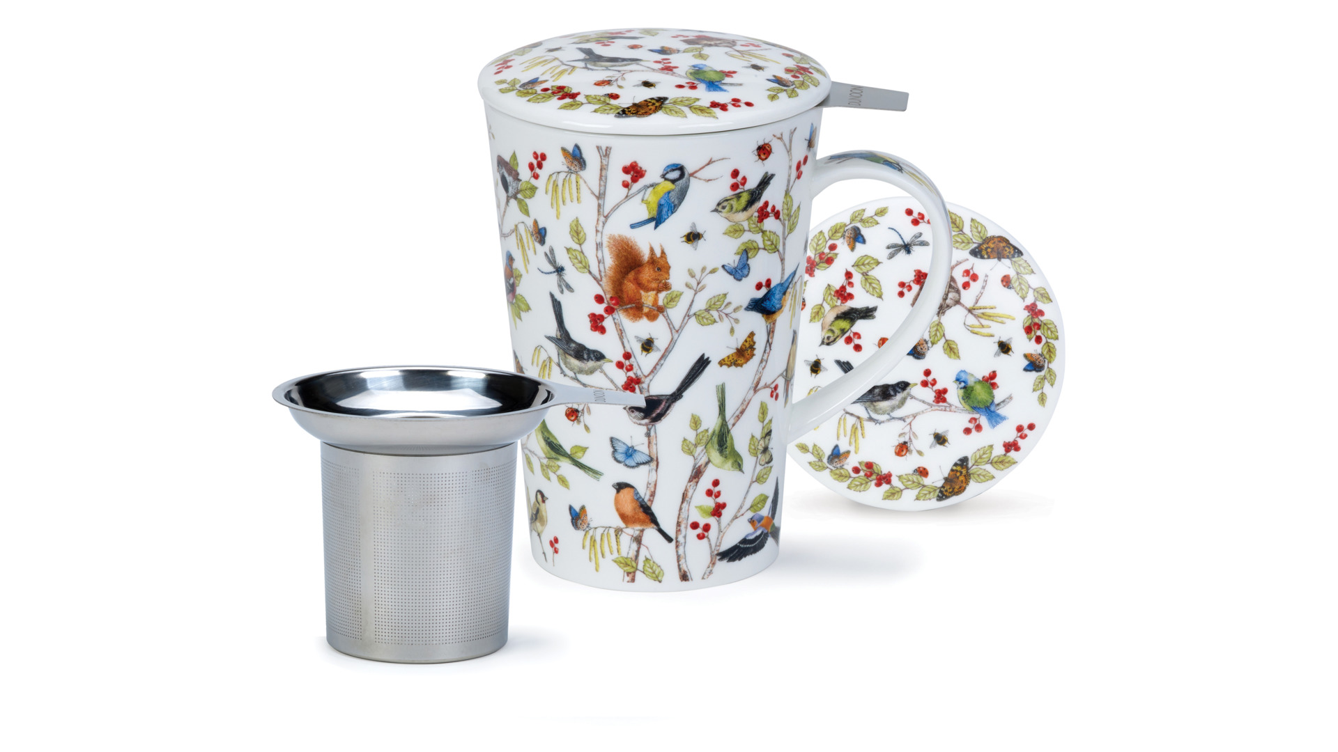 10643502 Dunoon Кружка с ситечком и крышкой Dunoon "Шетлэнд.Тайный лес" 440мл Фарфор костяной  - Вид №1