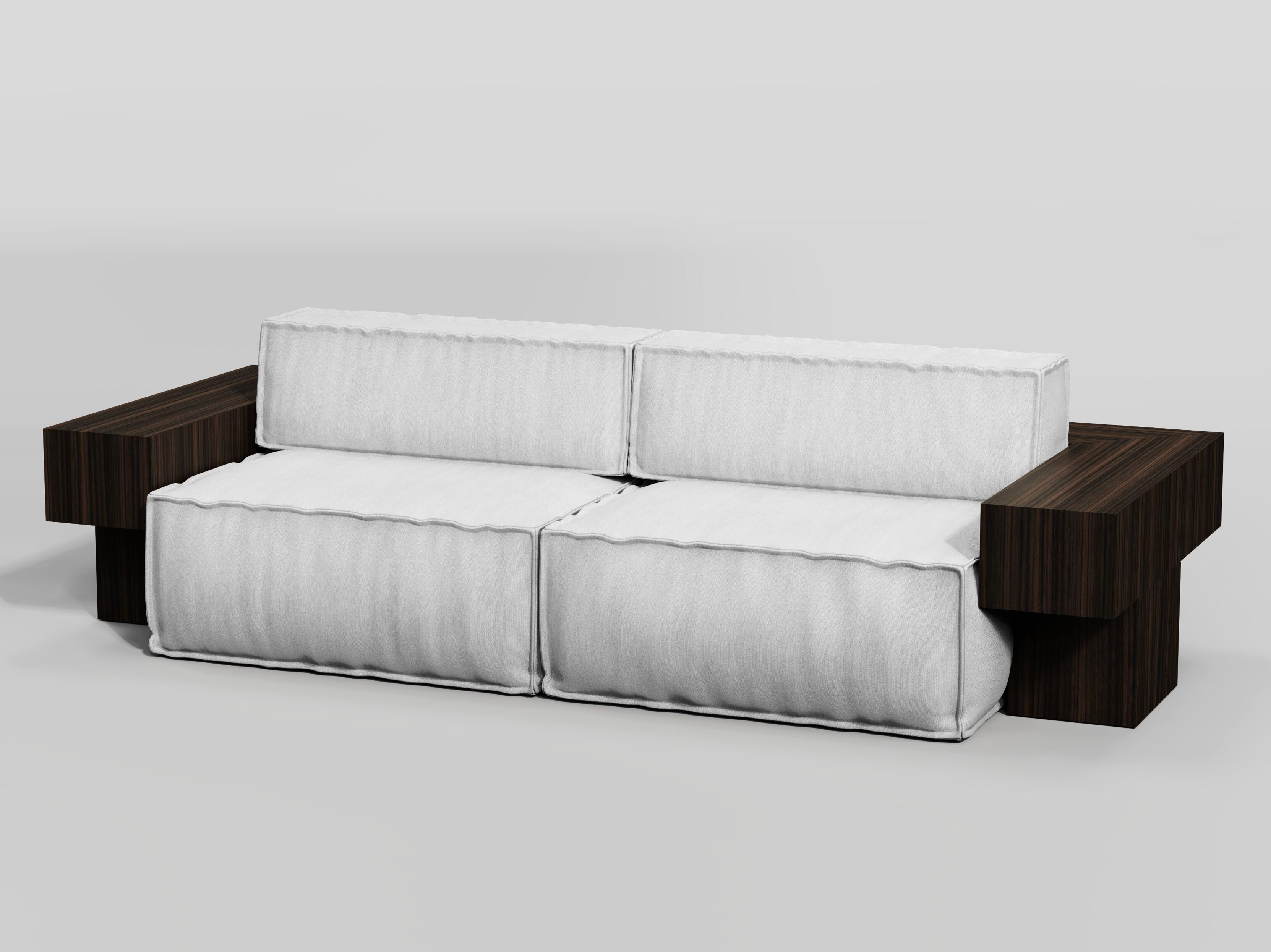 3-местный деревянный и тканевый диван Secolo Tadao ARCH-00047290