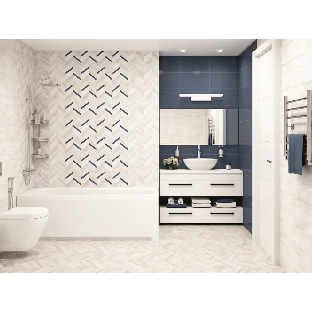 Плитка настенная LB Ceramics Блю Шеврон Полосы 1.46 м² 25x45 см матовая цвет бежевый 82284102 STLM-2161556 - Вид №6