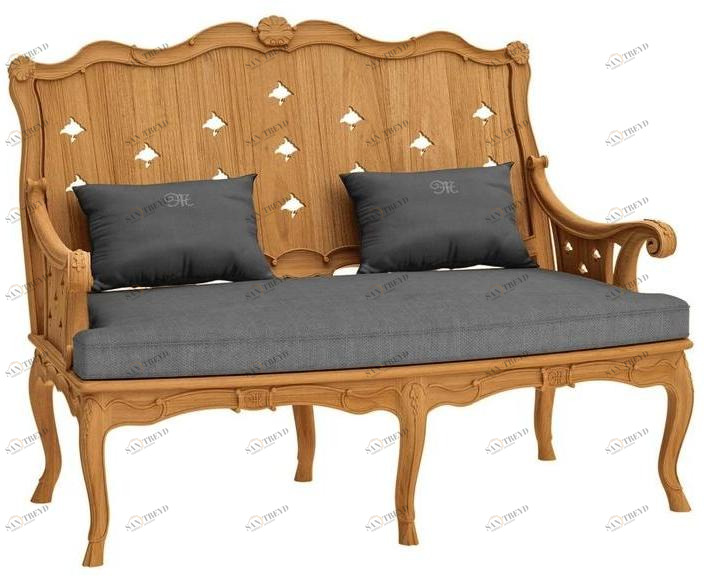 ASTELLO 2-местный диван из тикового дерева Fleur de lys sun-id-1477444