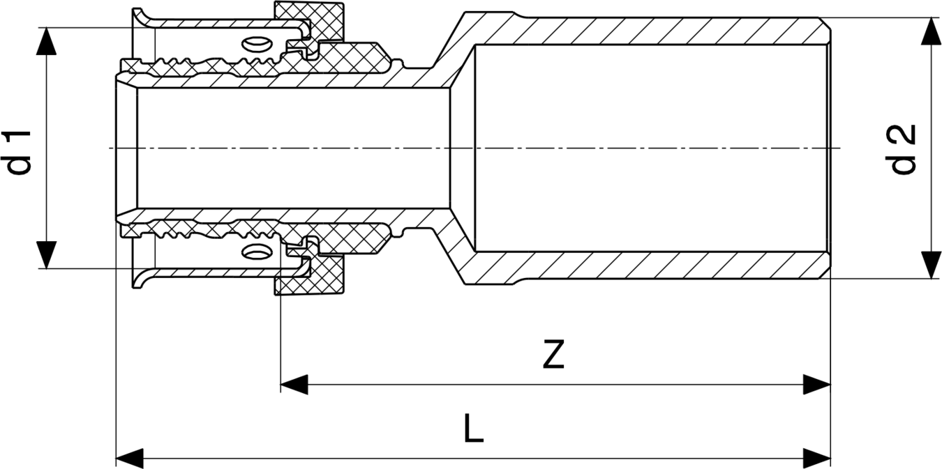 729 677 Модель 6713 Трубопроводные системы  Viega Smartpress  Переходники/​переходные угольники Santreyd  - Вид №3