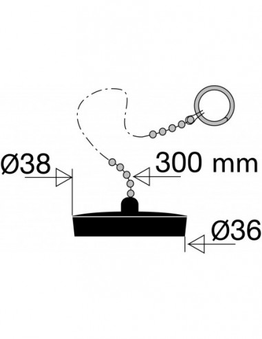 010100 000 00  Стопор цепи с колпаком с разрезным кольцом, длина 300 мм, длина 36/38 мм, нержавеющая сталь, хромированная Valentin Сталь  - Вид №2