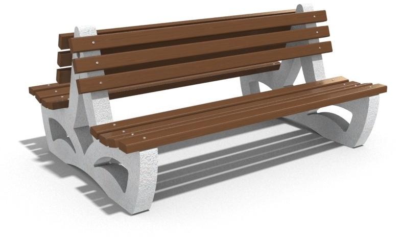 ENCHO ENCHEV - ETE Скамейка из бетона и дерева со спинкой  158  - Вид №1