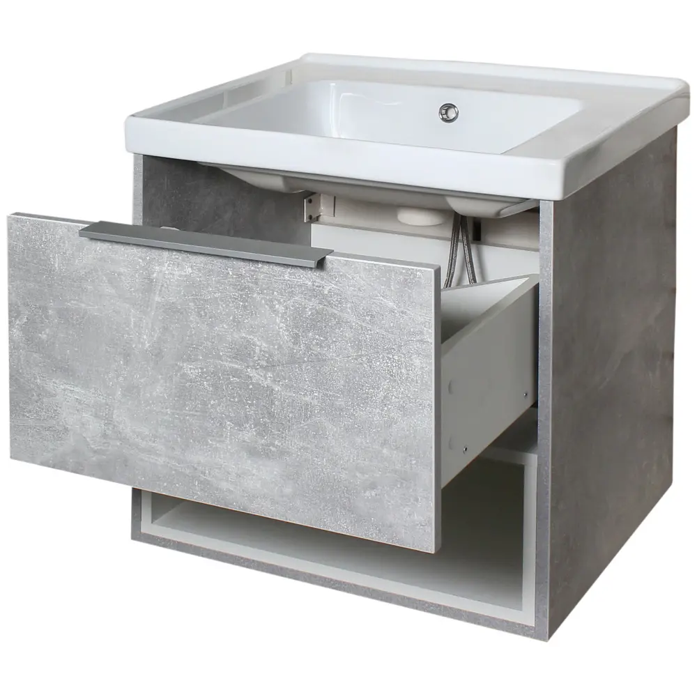 Тумба под раковину подвесная «Дана», 60 см, цвет серый цемент SANFLOR STLM-2055478 - Вид №2