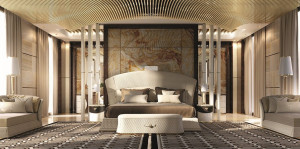 Кожаная двуспальная кровать для отеля