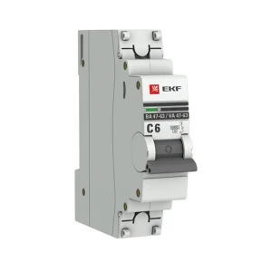 Автоматический выключатель EKF PROxima ВА47-63 1P C6 А 6 кА mcb4763-6-1-06C-pro