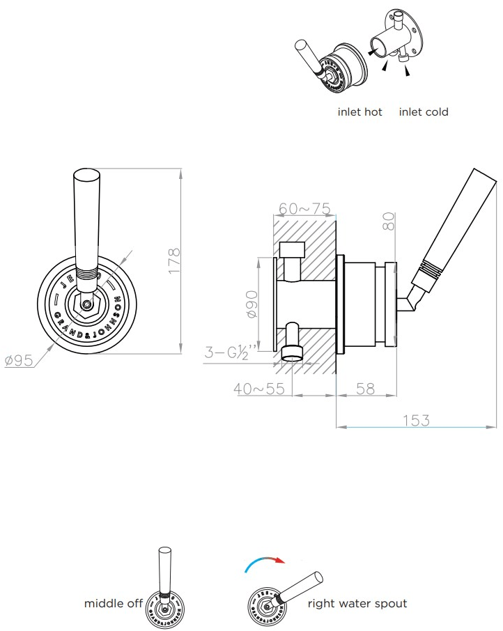 JEE-O Настенный смеситель для раковины на одно отверстие из нержавеющей стали Soho 700-2100_200/2/8/9 - Вид №2