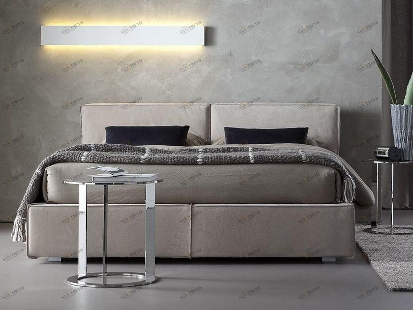 Chaarme Letti Кровать двуспальная со съемным чехлом в набуке с мягким изголовьем Aura sun-id-1391488