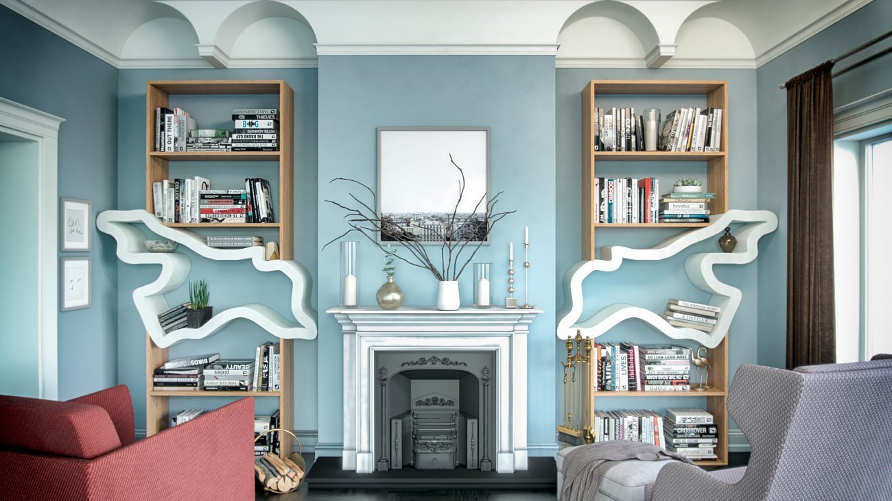 Стеллаж деревянный дизайнерский дуб, черный "Крона" от Odingeniy ODINGENIY  178444 Бежевый  - Вид №1