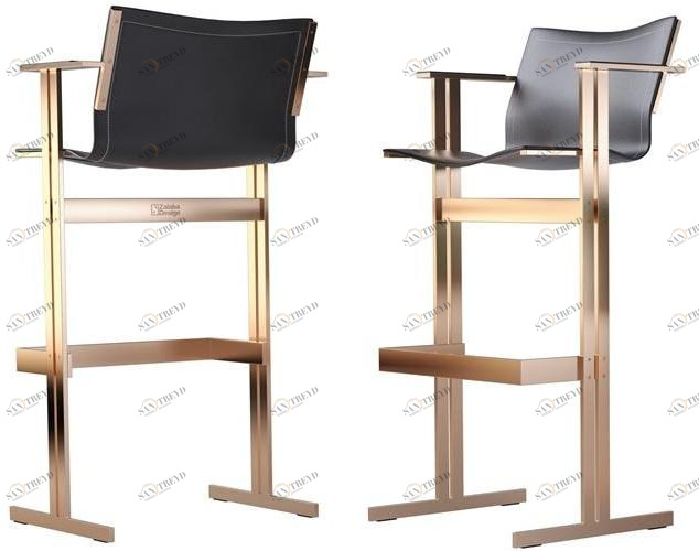 ZALABA Design Высокий кожаный табурет со спинкой Kolb sun-id-1385825