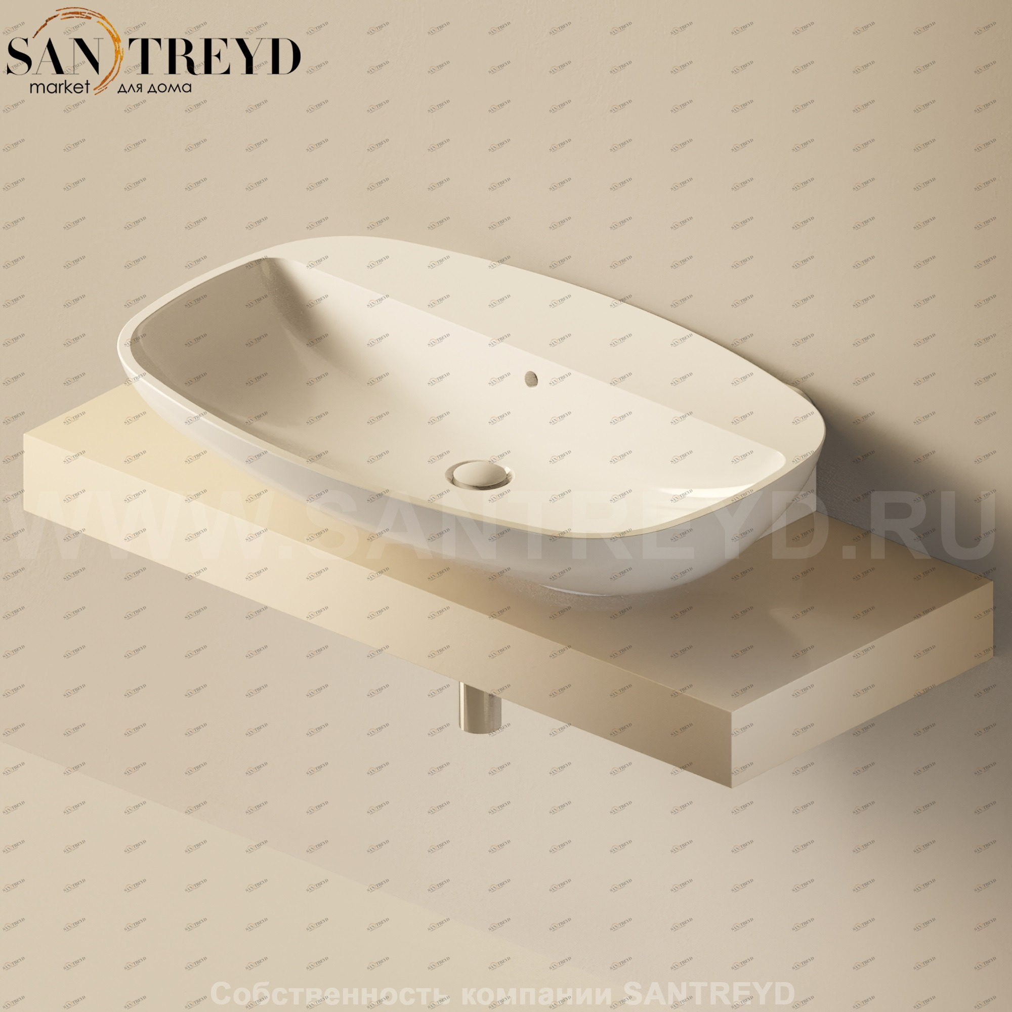 Flaminia FORTY6 Столешница от 120 до 250 см бежевая F68082.1015 Ceramica Flaminia F680821015