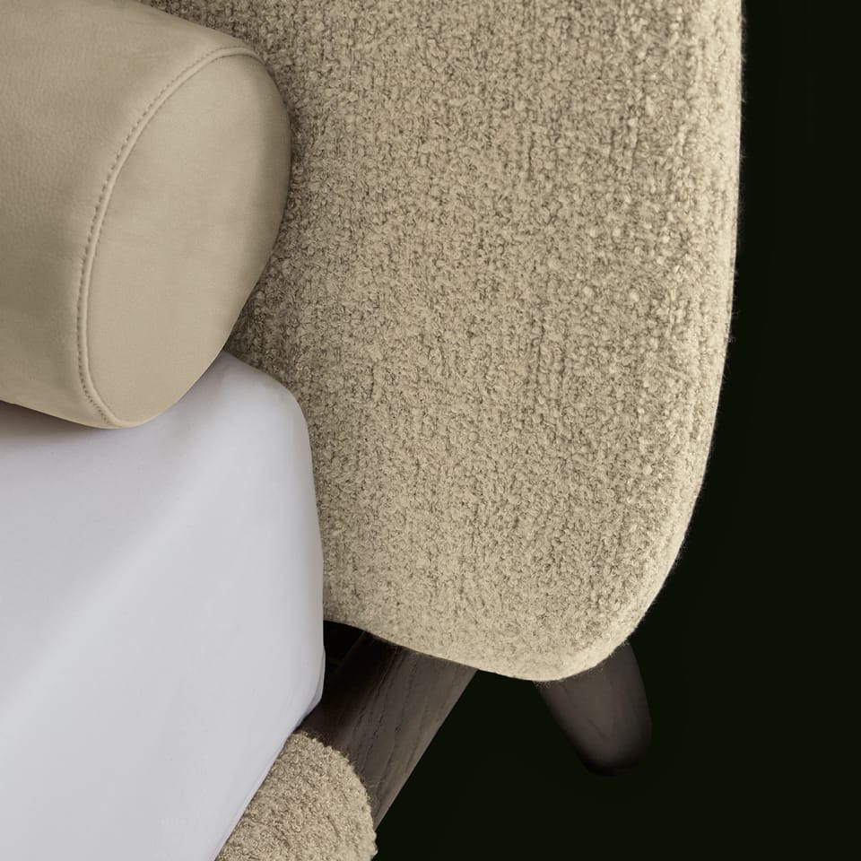 Двуспальная кровать из ткани с мягким изголовьем Poliform Curve ARCH-00108848 - Вид №3