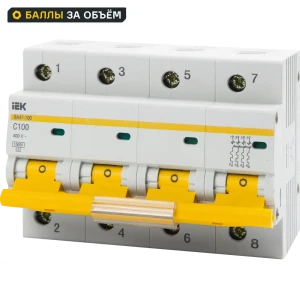Автоматический выключатель IEK ВА47-100 4P N C100 А 10 кА