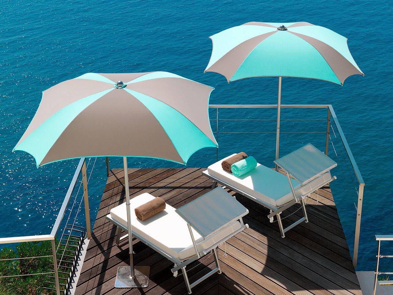 Зонтик из анодированного алюминия и акриловой ткани Crema Outdoor ZEFIRO ARCH-00130502 - Вид №1