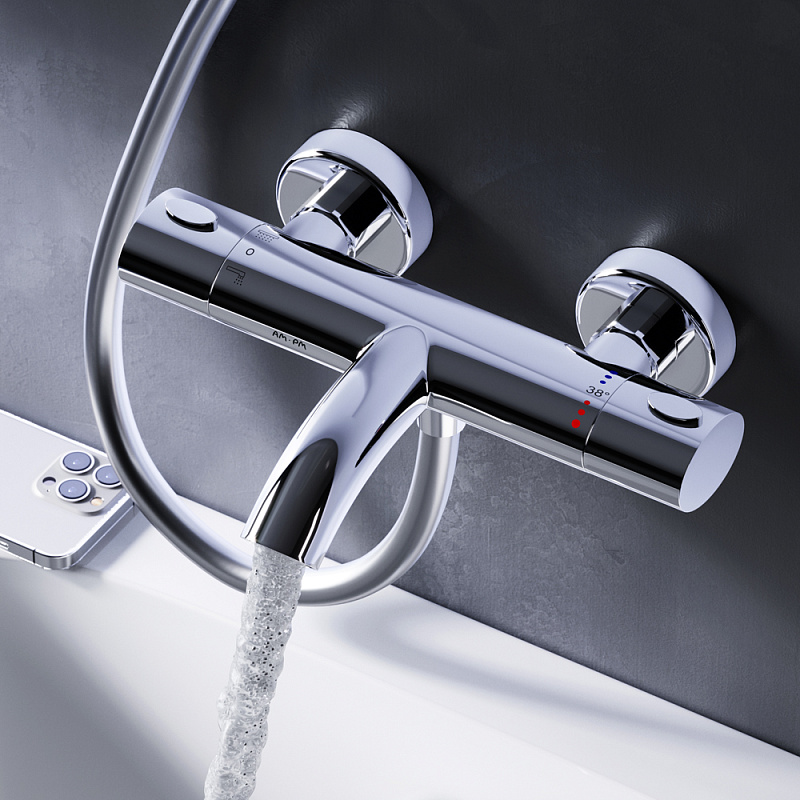 F7550064 смеситель д/ванны/душа с термостатом хром шт AM.PM Sense - Вид №1
