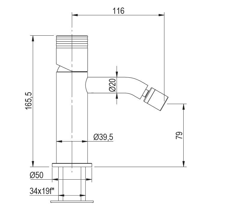 Смеситель для биде из нержавеющей стали с поворотным горлышком без слива Tubico Луара ARCH-00025312 - Вид №2