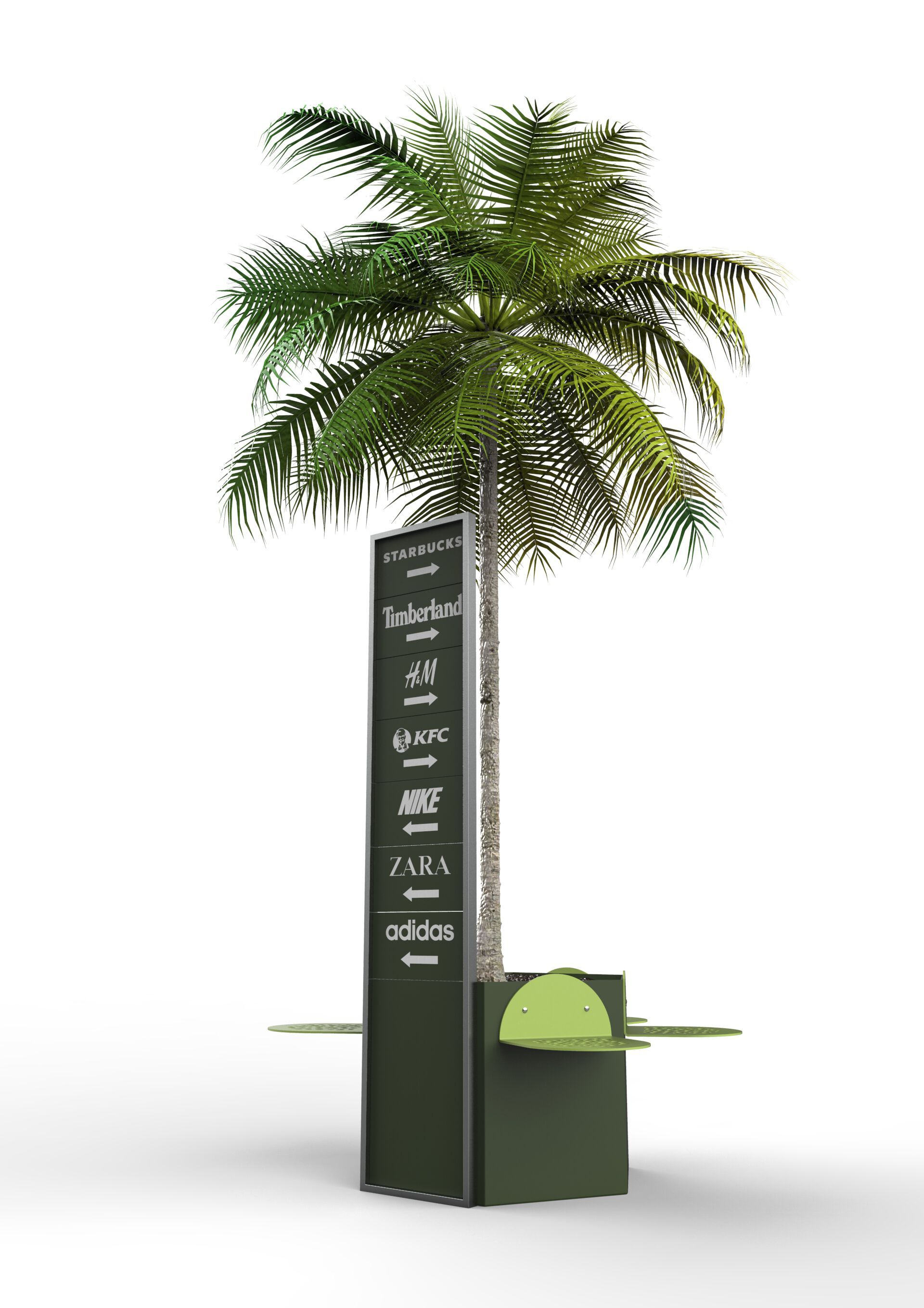 Стальная шестиугольная плантатор общественного пространства с сиденьем и тотемом CITYSì PETALO ARCH-00146471 - Вид №1