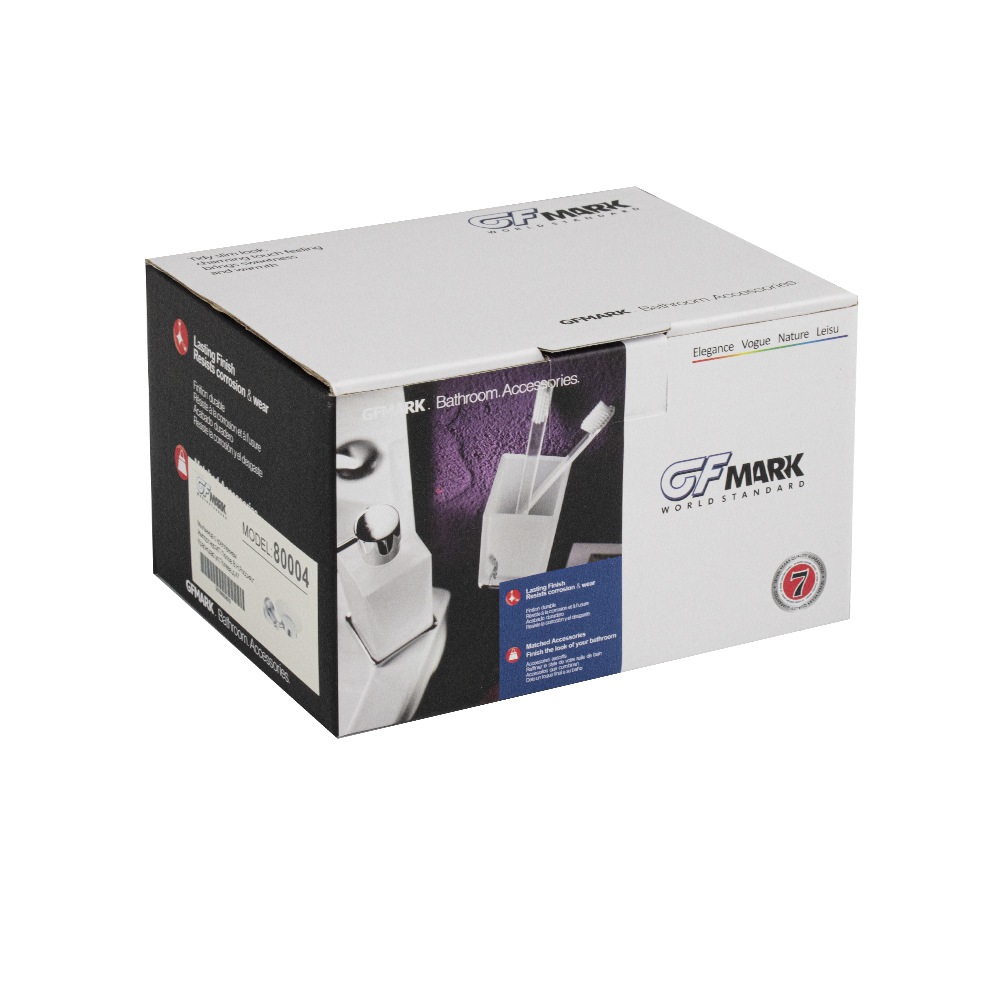 GFmark - Мыльница стеклянная с креплением к стене, из нержавеющей стали, код: 80004  - Вид №1