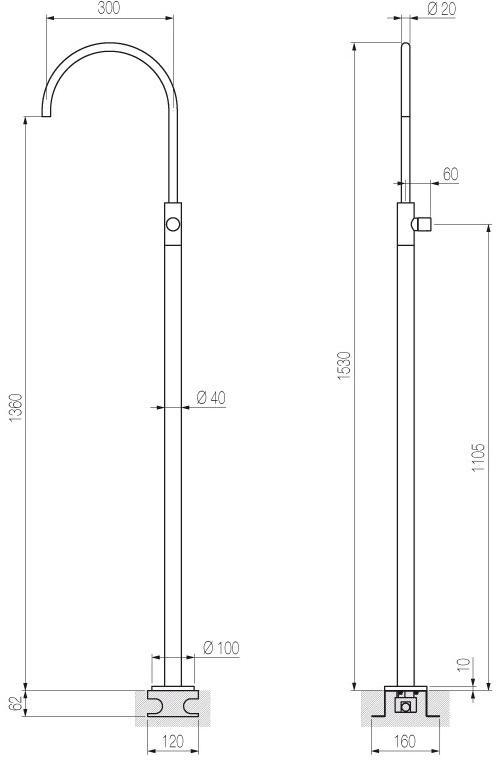 Radomonte Смеситель для раковины напольный однорычажный из нержавеющей стали Hiro Hir15 - Вид №1