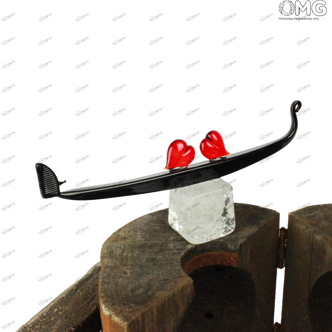 652 ORIGINALMURANOGLASS Статуэтка Гондола Влюбленные в Венеции - муранское стекло OMG 17 см 