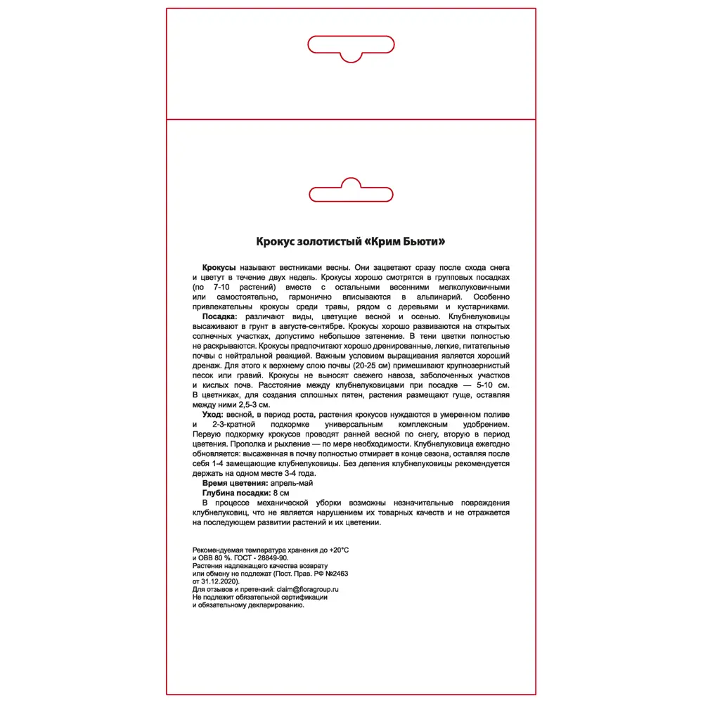 Крокус золотистый Крим Бьюти луковицы 5 10 шт 89376525 STLM-2038319 Santreyd  - Вид №1
