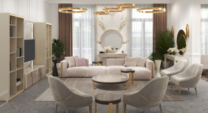 Бархатный диван с полуостровом