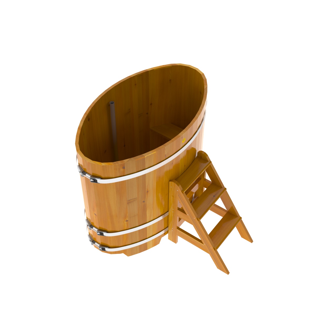 2266 Купель овальная из лиственницы Рустик 0,80х1,42х1,2 натуральная Alyarus  - Вид №2