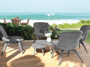 98.00.0714 Комплект для гостиной Orlando twist oyster / stone grey, 6 предм. - включая 4 шезлонга, 1 столик Iconic (2-местный стол) Mbm