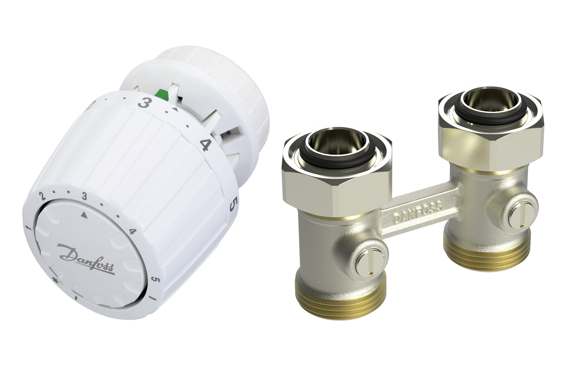 Danfoss Комплект RLV-KB/RTR 7090 для радиаторов с нижним подключением RLV-KB 20 + RTR 7090, 3/4 Угловой 013G7225  - Вид №4