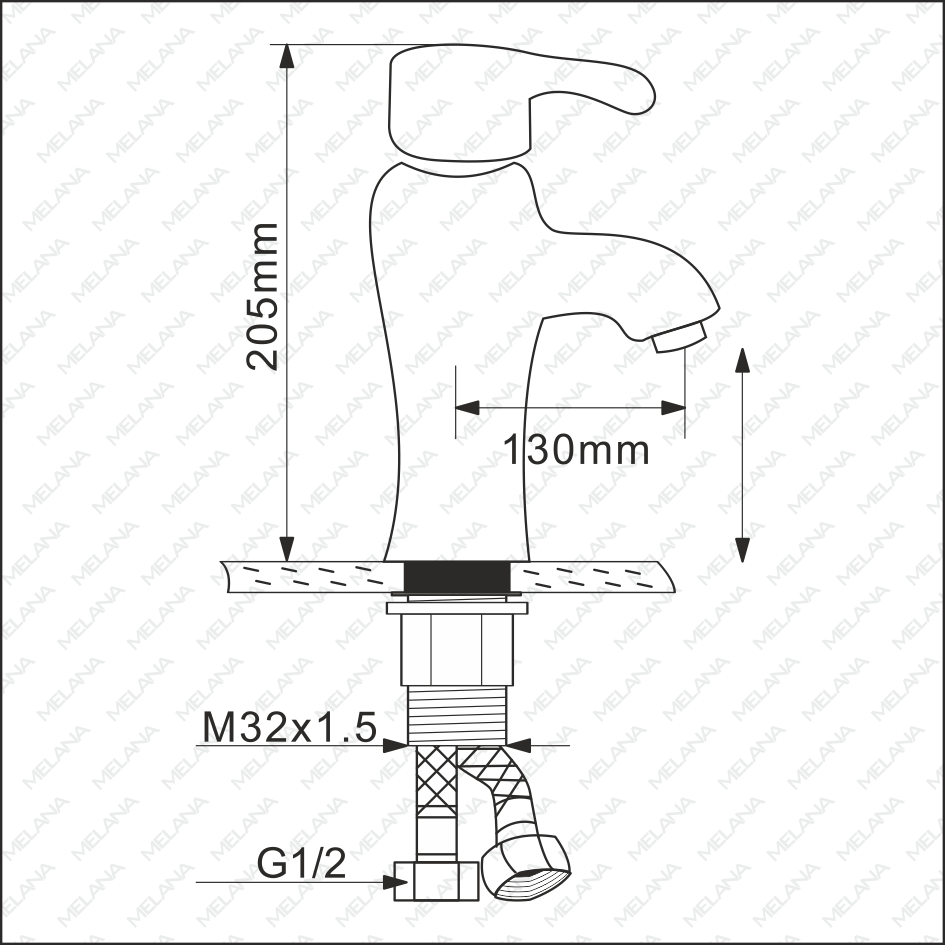Смеситель д/ум MLN-F-002-M керамический, однорычажный, белый матовый MELANA  - Вид №1